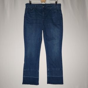 NYDJ Sheri Slim Ankle Jean 18 Women Stretch Blue Pocket Deconstruct Hem Denim